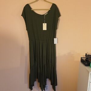 Joyfolie Olive High Low Dress